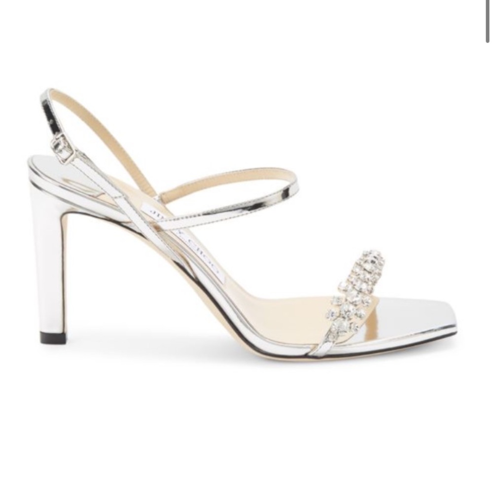 JIMMY CHOO Meira Embellished Patent Leather Sandal